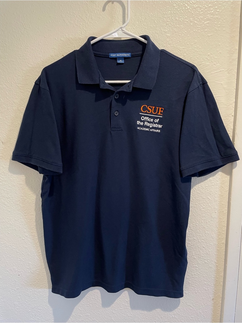 Port Authority CSUF Office of the Registrar Men's Navy Polo Shirt Size Medium